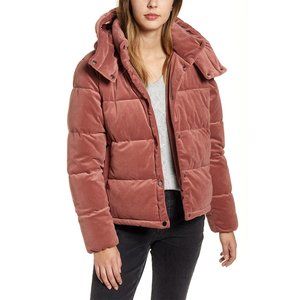 (NWT) Rachel Parcell - dusty rose pink velvet puffer coat (large)